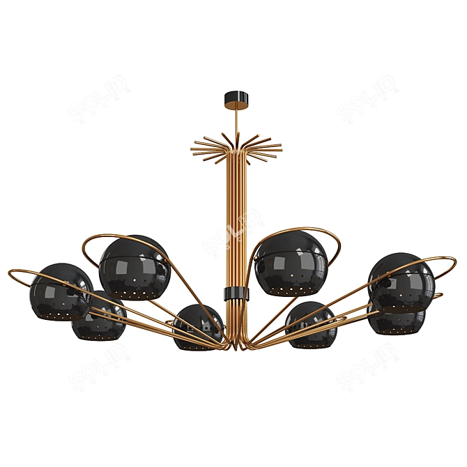 Sleek Black Steel Chandelier 3D model image 1