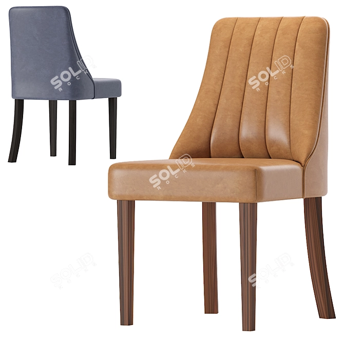 Sleek Leather Stool 3D model image 5