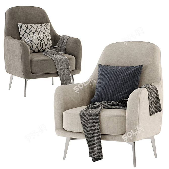 Luxurious LEWIS Armchair: Elegant Comfort 3D model image 3
