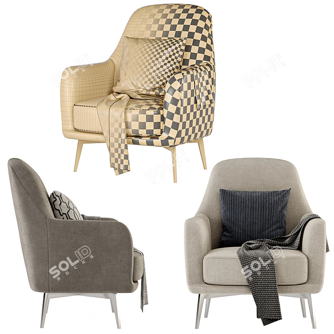 Luxurious LEWIS Armchair: Elegant Comfort 3D model image 4
