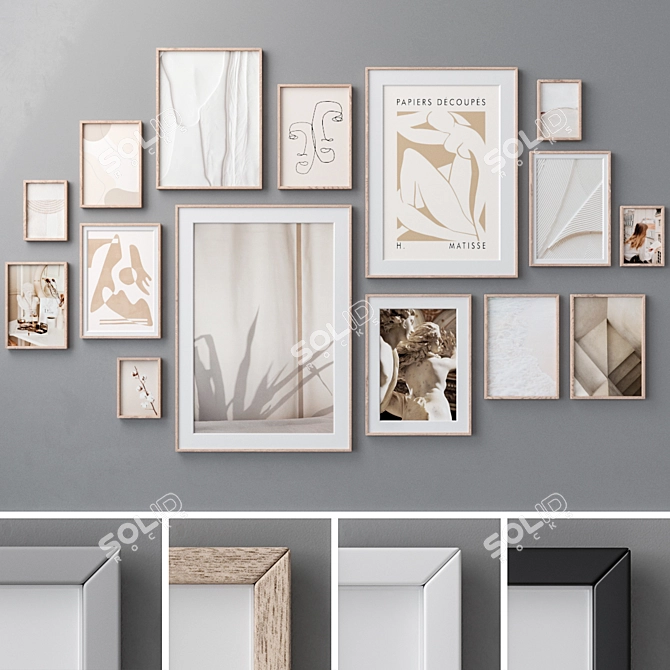 Colorful Wood Frames Set with 15 Options 3D model image 1