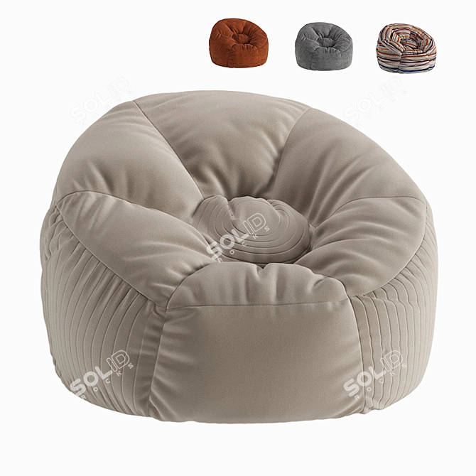 Lounge in Comfort with the Horizonal Bean Bag Chair 3D model image 1