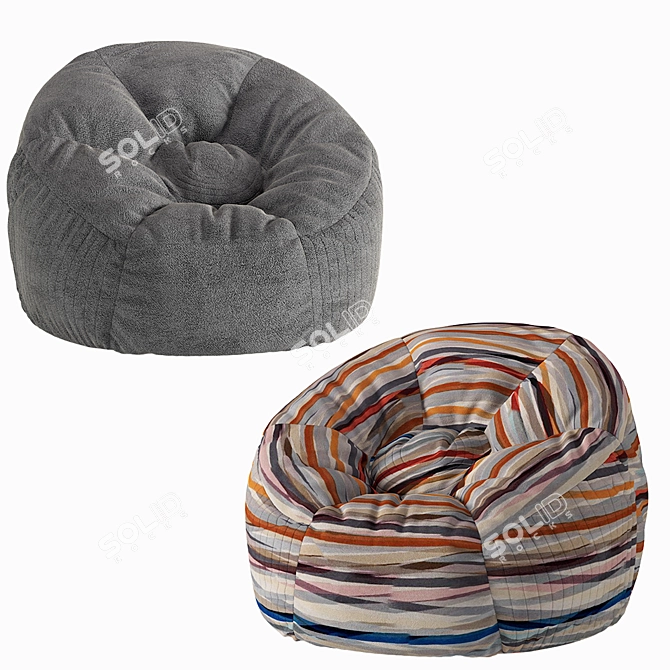 Lounge in Comfort with the Horizonal Bean Bag Chair 3D model image 6