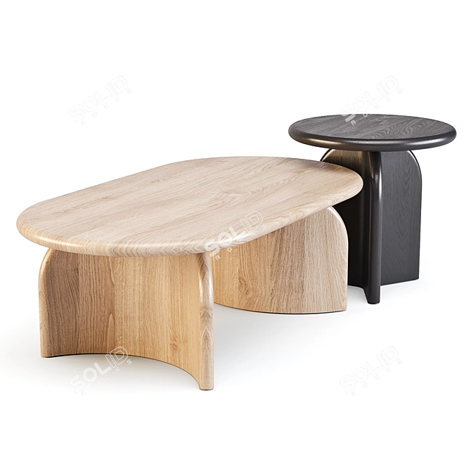 Ada: Modern Organic Oval Coffee & Side Table 3D model image 1