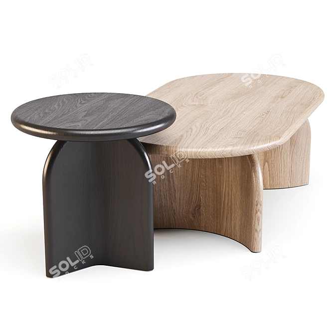 Ada: Modern Organic Oval Coffee & Side Table 3D model image 2