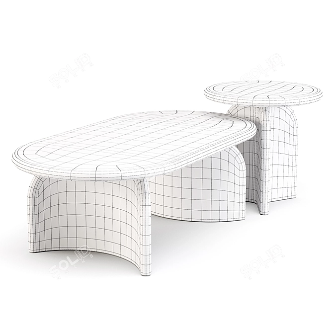 Ada: Modern Organic Oval Coffee & Side Table 3D model image 3