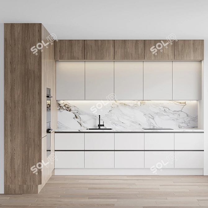 14-Piece Kitchen Set with Mixer, Sink, and Appliances 3D model image 1