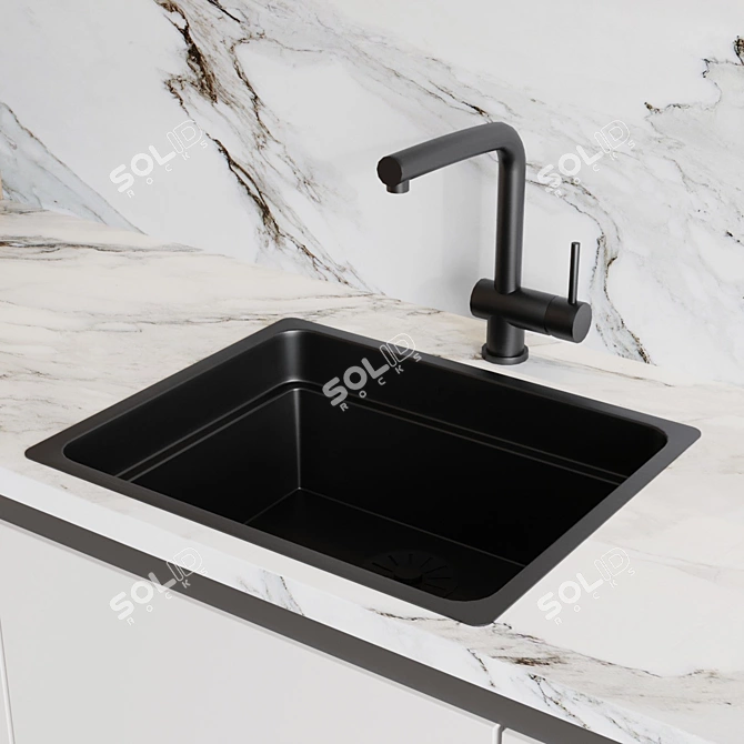 14-Piece Kitchen Set with Mixer, Sink, and Appliances 3D model image 3