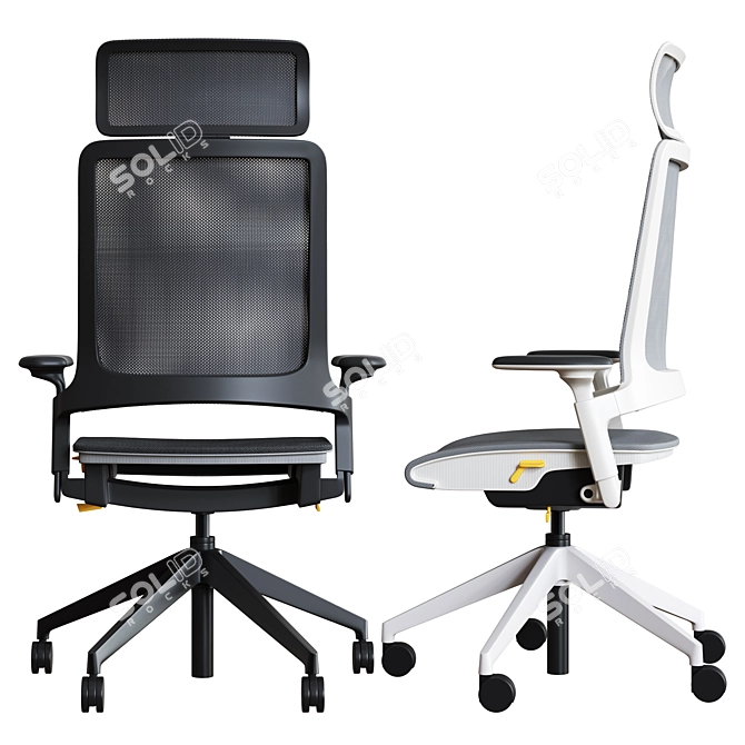 Kirn Office Chair - Adjustable Height, Stylish Design 3D model image 2