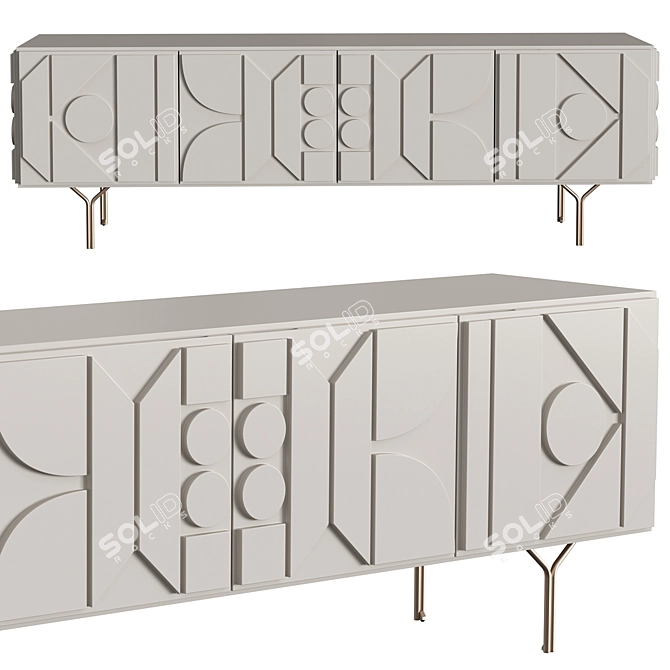 Modern Glam Pictograph Media Console 3D model image 2