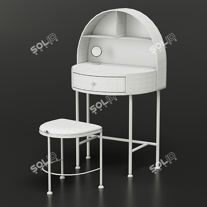 Pink Modern Makeup Vanity Set 3D model image 3