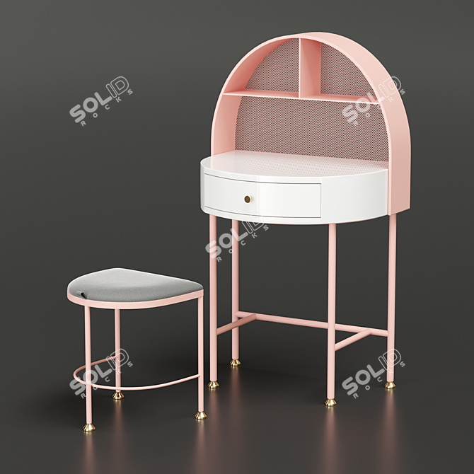 Pink Modern Makeup Vanity Set 3D model image 4