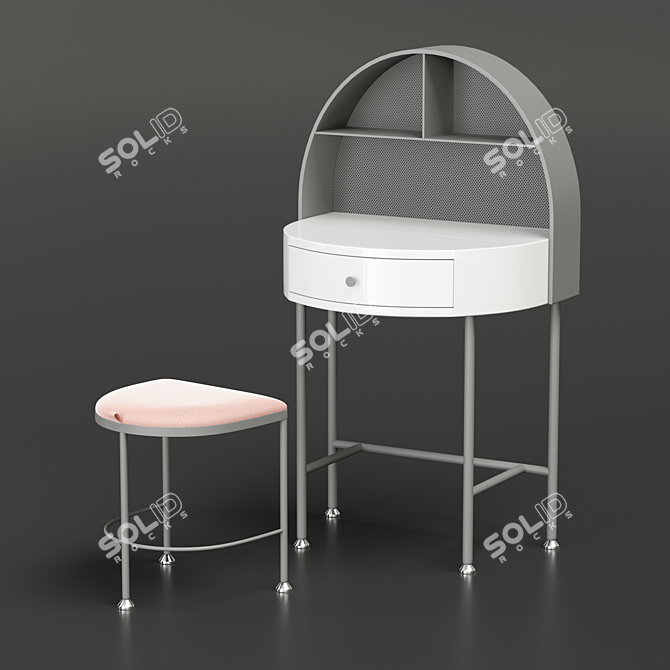 Pink Modern Makeup Vanity Set 3D model image 5