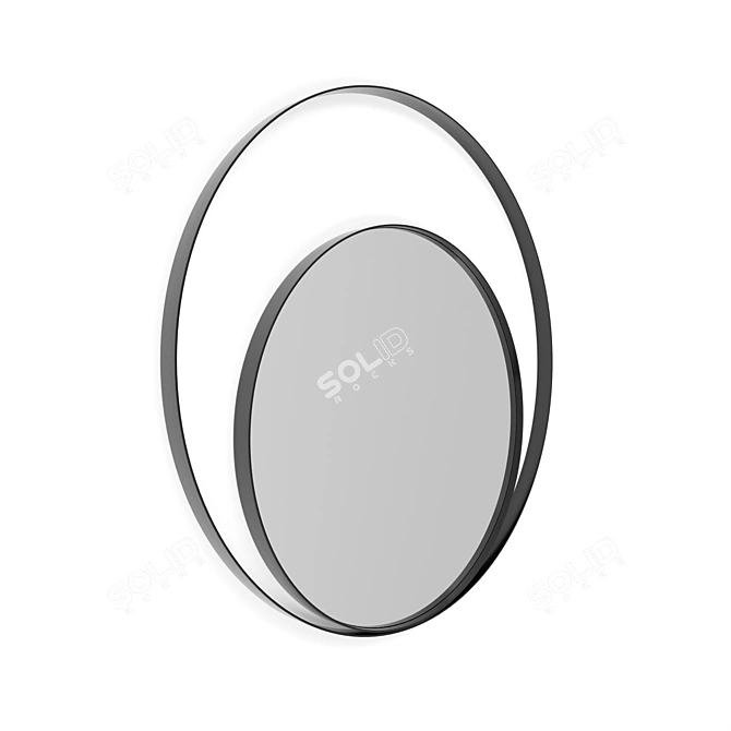 Iron Ring Metal Frame Round Mirror 3D model image 3