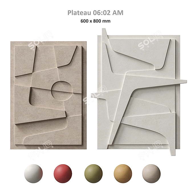 Minimalist Relief Plateau Set 3D model image 1