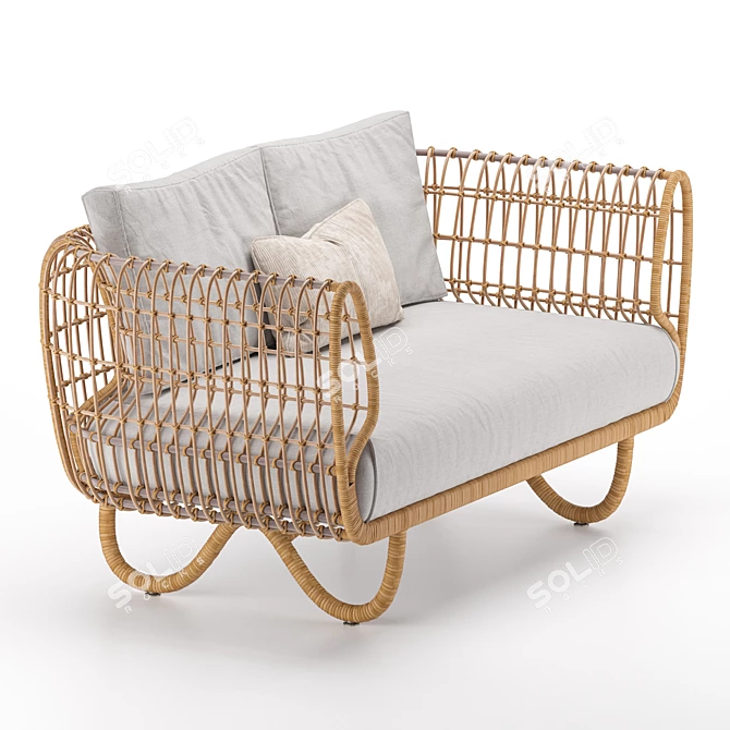 Austen Rattan Sofa: Outdoor Elegance 3D model image 1
