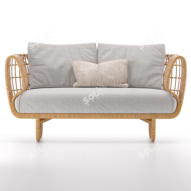 Austen Rattan Sofa: Outdoor Elegance 3D model image 4