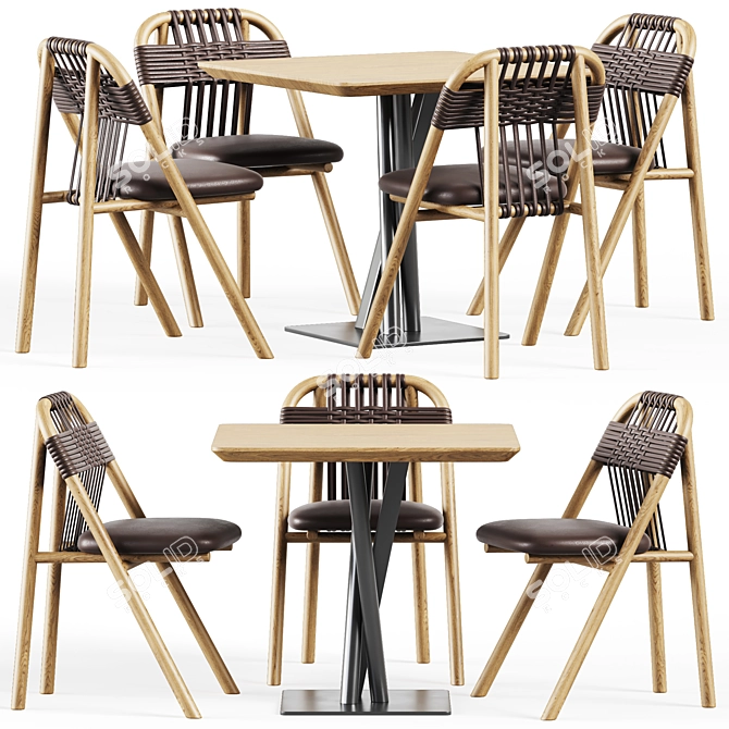 Niels Dining Set: TrabA Table & Very Wood Chair 3D model image 1