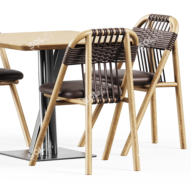 Niels Dining Set: TrabA Table & Very Wood Chair 3D model image 4