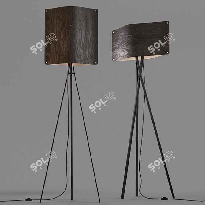 Scandinavian Elegance: Finom Wood Floor Lamps 3D model image 2