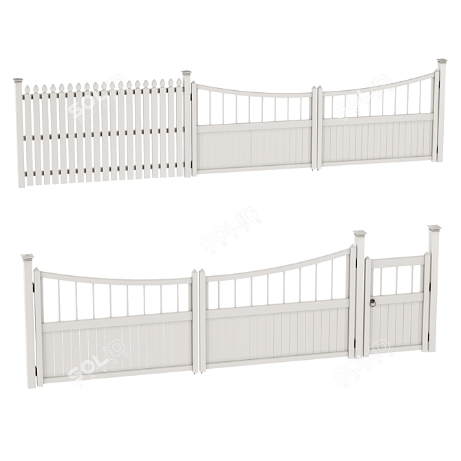 Versatile PVC Fence for Your Outdoor Spaces 3D model image 3