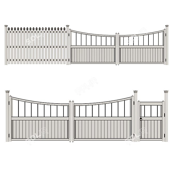 Versatile PVC Fence for Your Outdoor Spaces 3D model image 4
