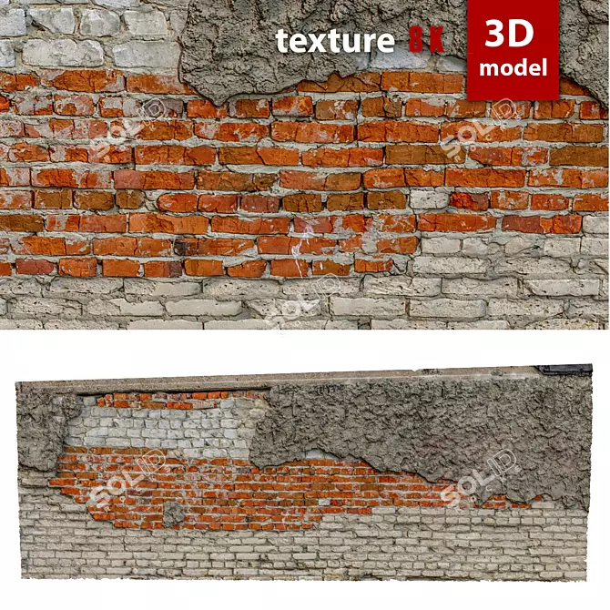 Detailed Stone Wall Model 3D model image 1