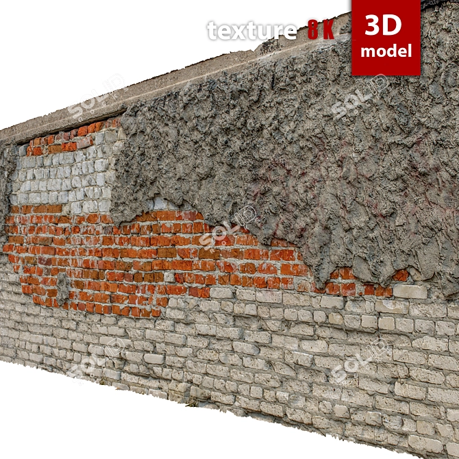 Detailed Stone Wall Model 3D model image 4