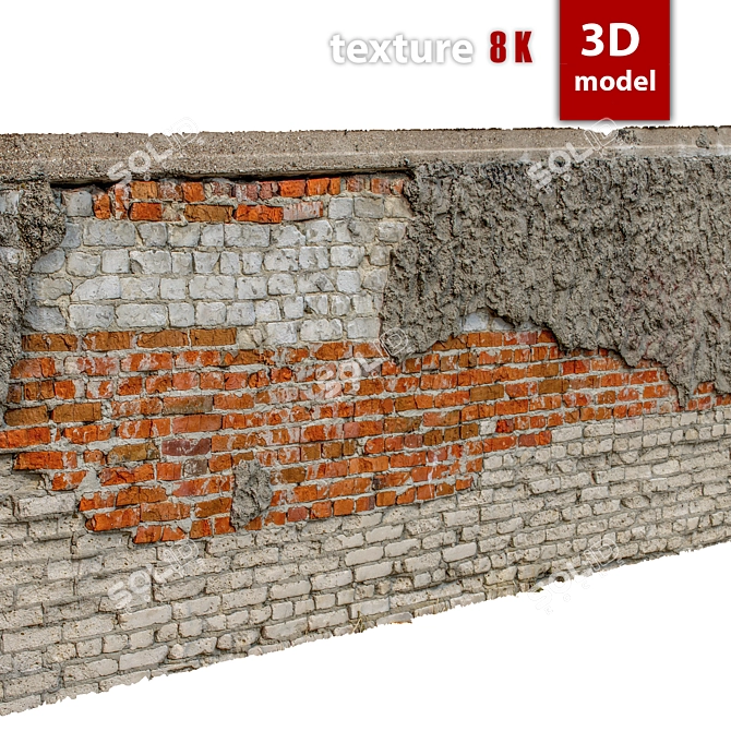 Detailed Stone Wall Model 3D model image 5