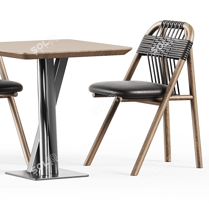 Minimalist Dining Set: Niels Table S70 & Dining Chair 01 C 3D model image 4