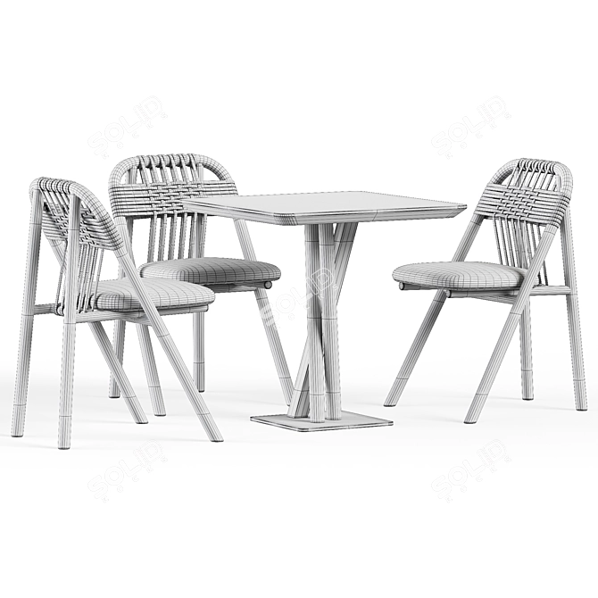 Minimalist Dining Set: Niels Table S70 & Dining Chair 01 C 3D model image 6