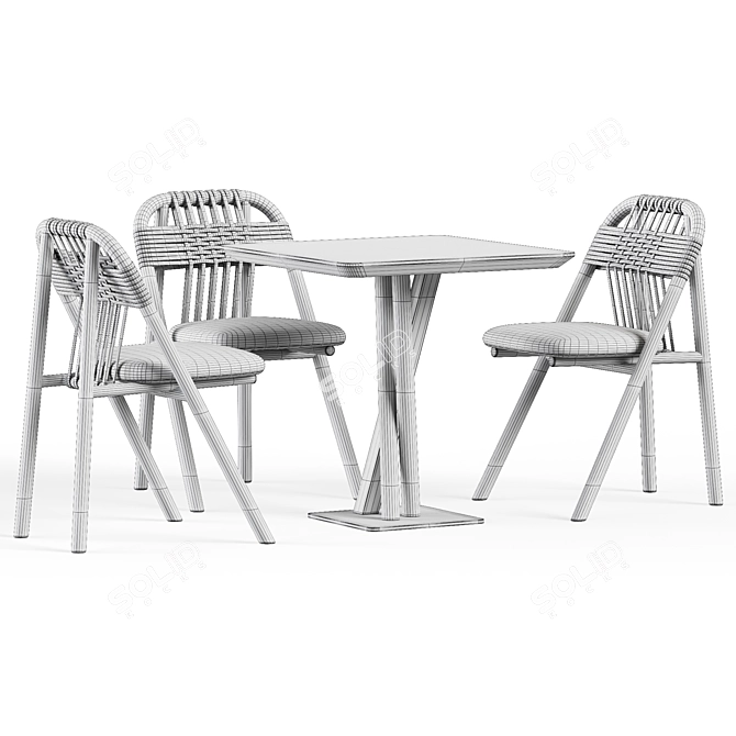 Minimalist Dining Set: Niels Table S70 & Dining Chair 01 C 3D model image 10