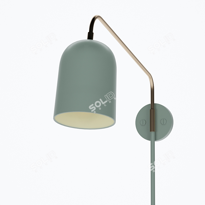 Green Metal Wall Lamp with Brass Accents 3D model image 1