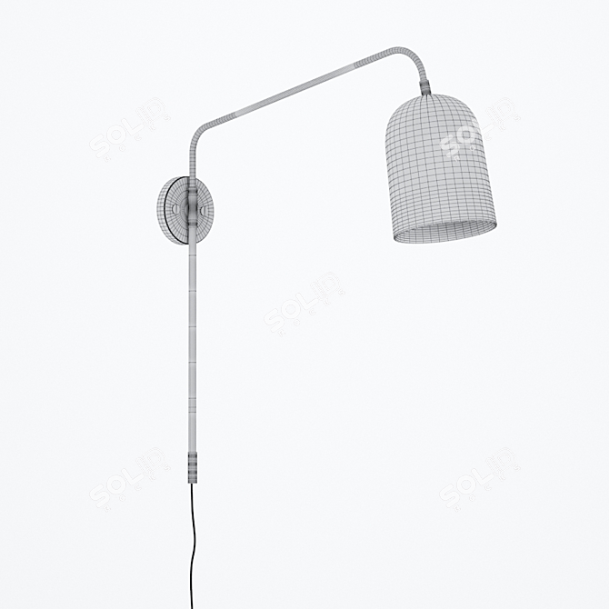 Green Metal Wall Lamp with Brass Accents 3D model image 3