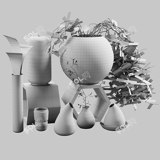 Elegant Pot Set: Versatile and Stunning 3D model image 3