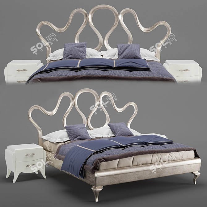 Sleek Modern Bed 3D Model 3D model image 1