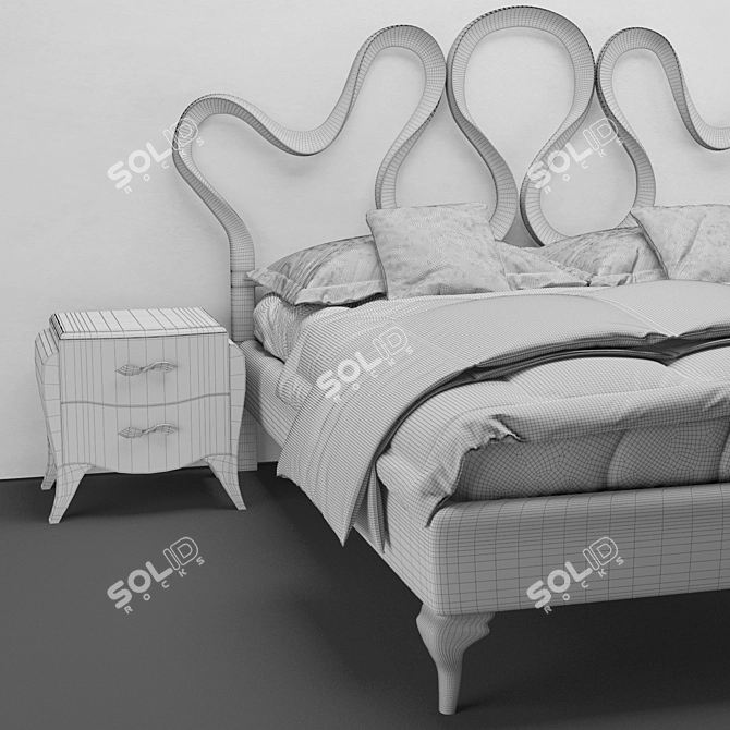 Sleek Modern Bed 3D Model 3D model image 6