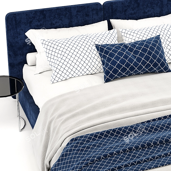 Minotti Tatlin Blue Bed: Stylish and Comfortable 3D model image 3