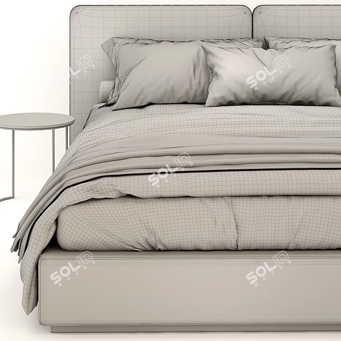 Minotti Tatlin Blue Bed: Stylish and Comfortable 3D model image 4