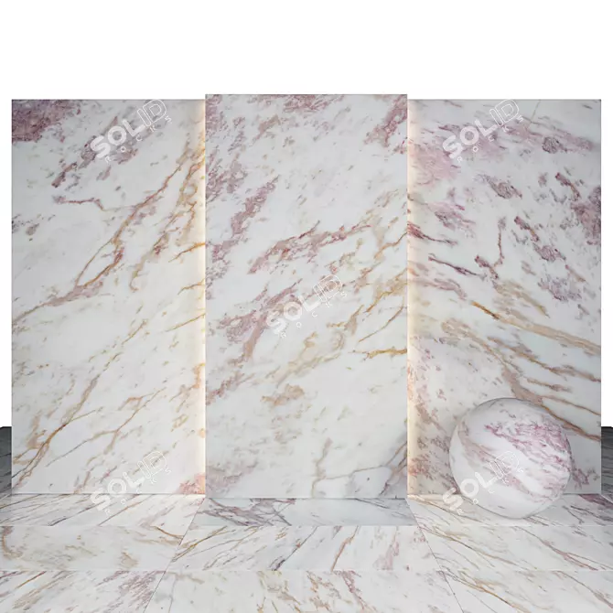 Pink Yellow Marble Slabs & Tiles 3D model image 1