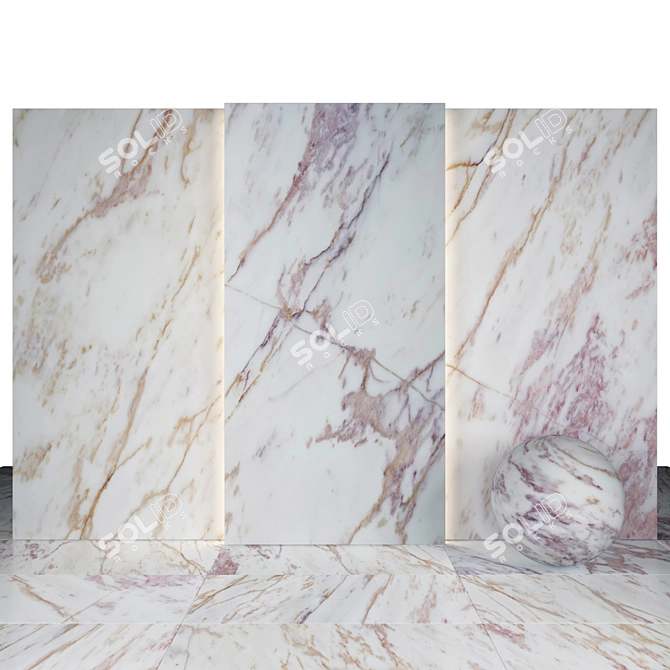 Pink Yellow Marble Slabs & Tiles 3D model image 2