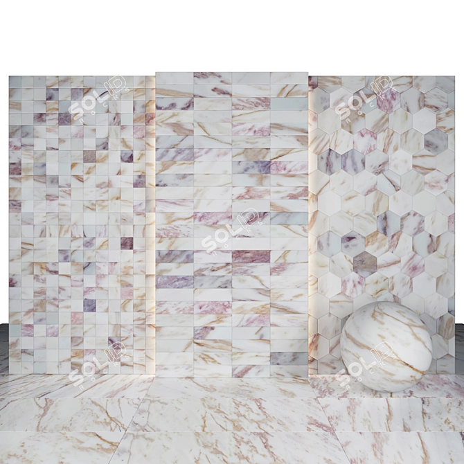 Pink Yellow Marble Slabs & Tiles 3D model image 3