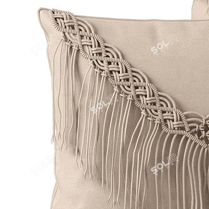 Boho Bliss Macrame Cushion Set 3D model image 2