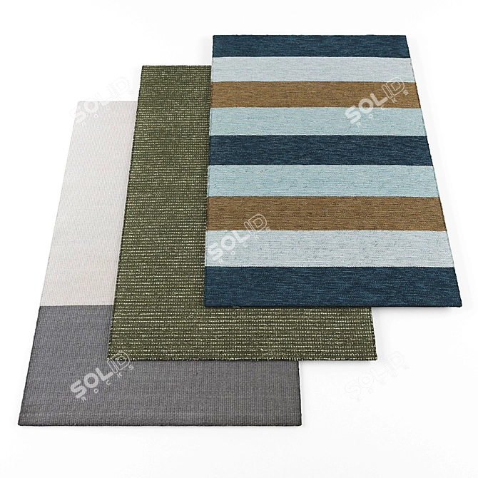 5-Piece Assorted Rugs Set with Textures - Limited Offer 3D model image 1