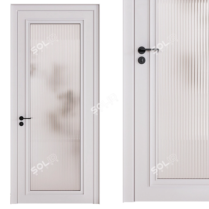 Sleek White Doors: Glass Stripes, One Panel, Two Panels 3D model image 2