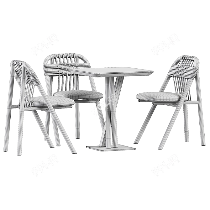 Modern Scandinavian Dining Set 3D model image 6