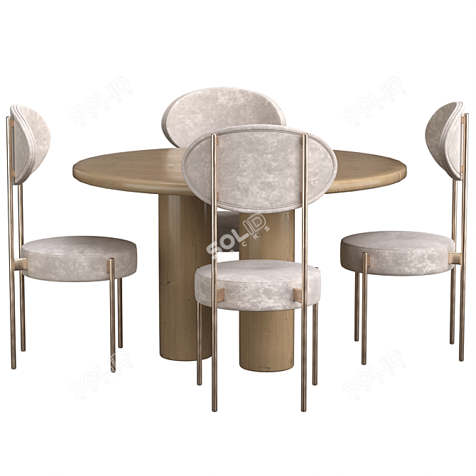 Elegant Travertine Dining Table 3D model image 2