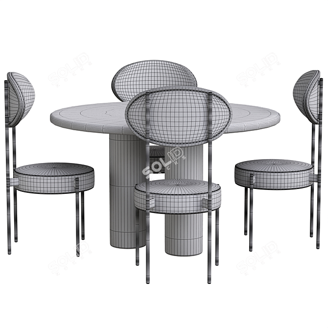Elegant Travertine Dining Table 3D model image 3
