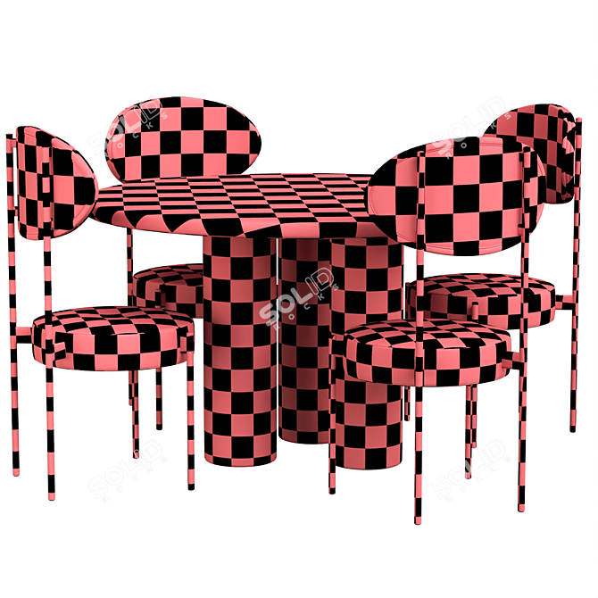 Elegant Travertine Dining Table 3D model image 4