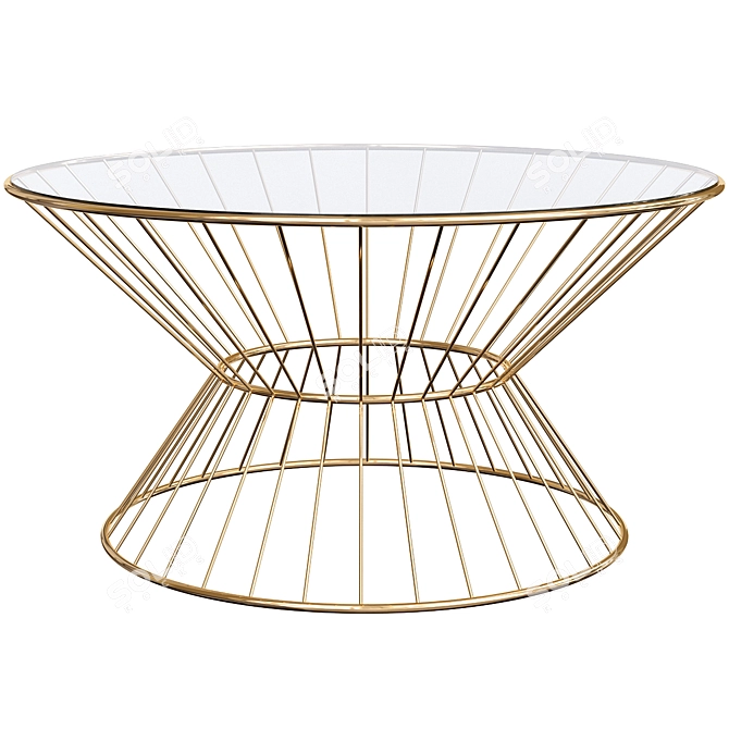 Elegant Gold Deco Coffee Table 3D model image 3